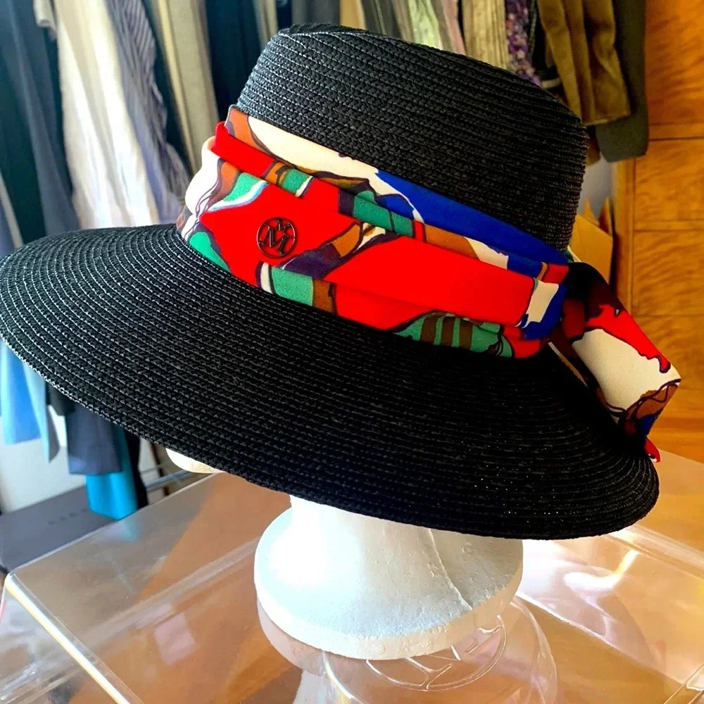 NWOT MAISON MICHEL Kate handkerchief fedora hat in black size medium